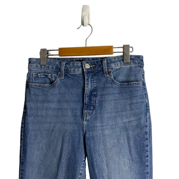 Uniqlo Women's Medium Indigo High Rise Skinny Flare Denim Jeans - Picture 2 of 8